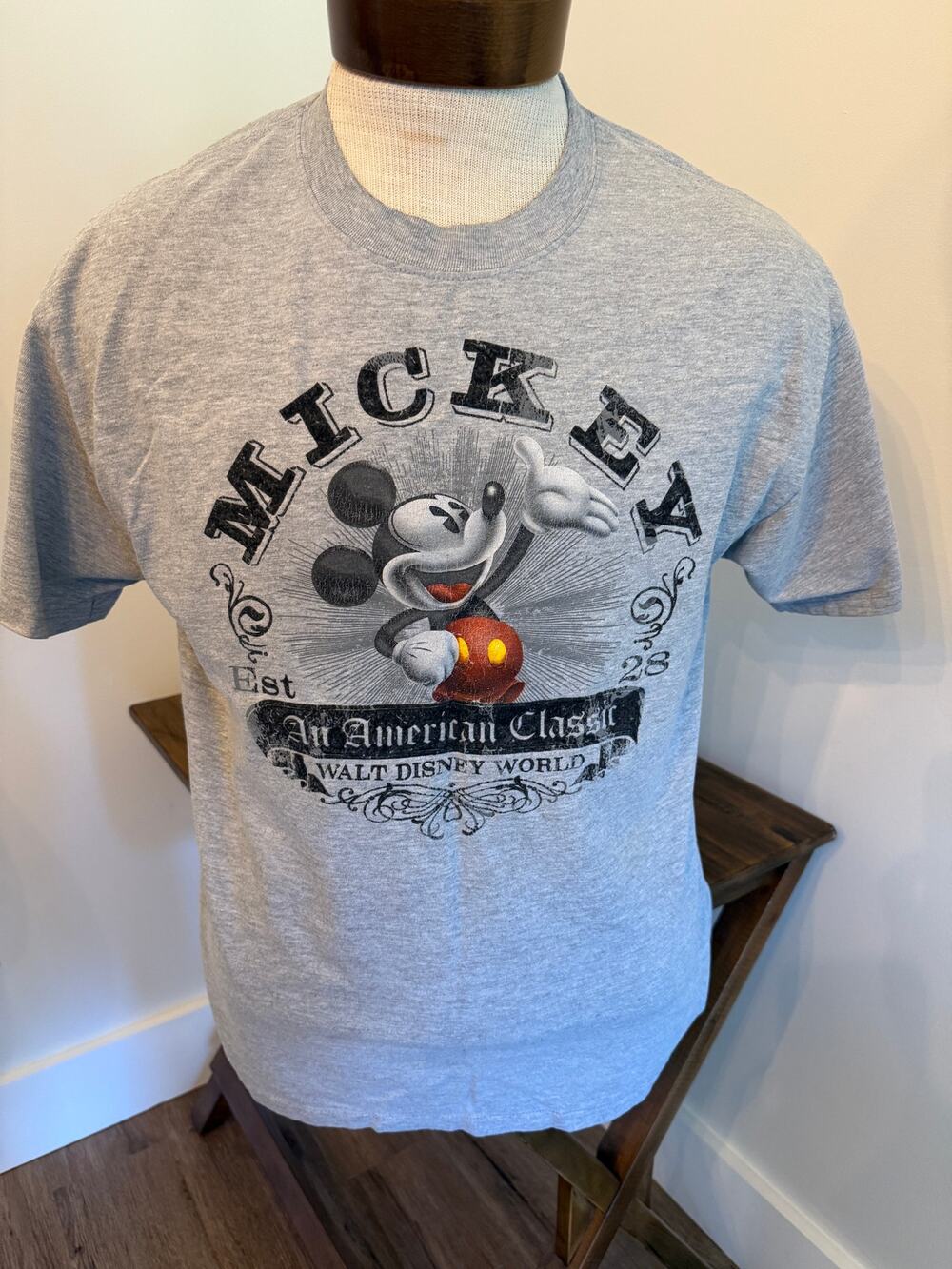 Mickey An American Classic Men’s Gray Short Sleeve Size L WDW by Hanes